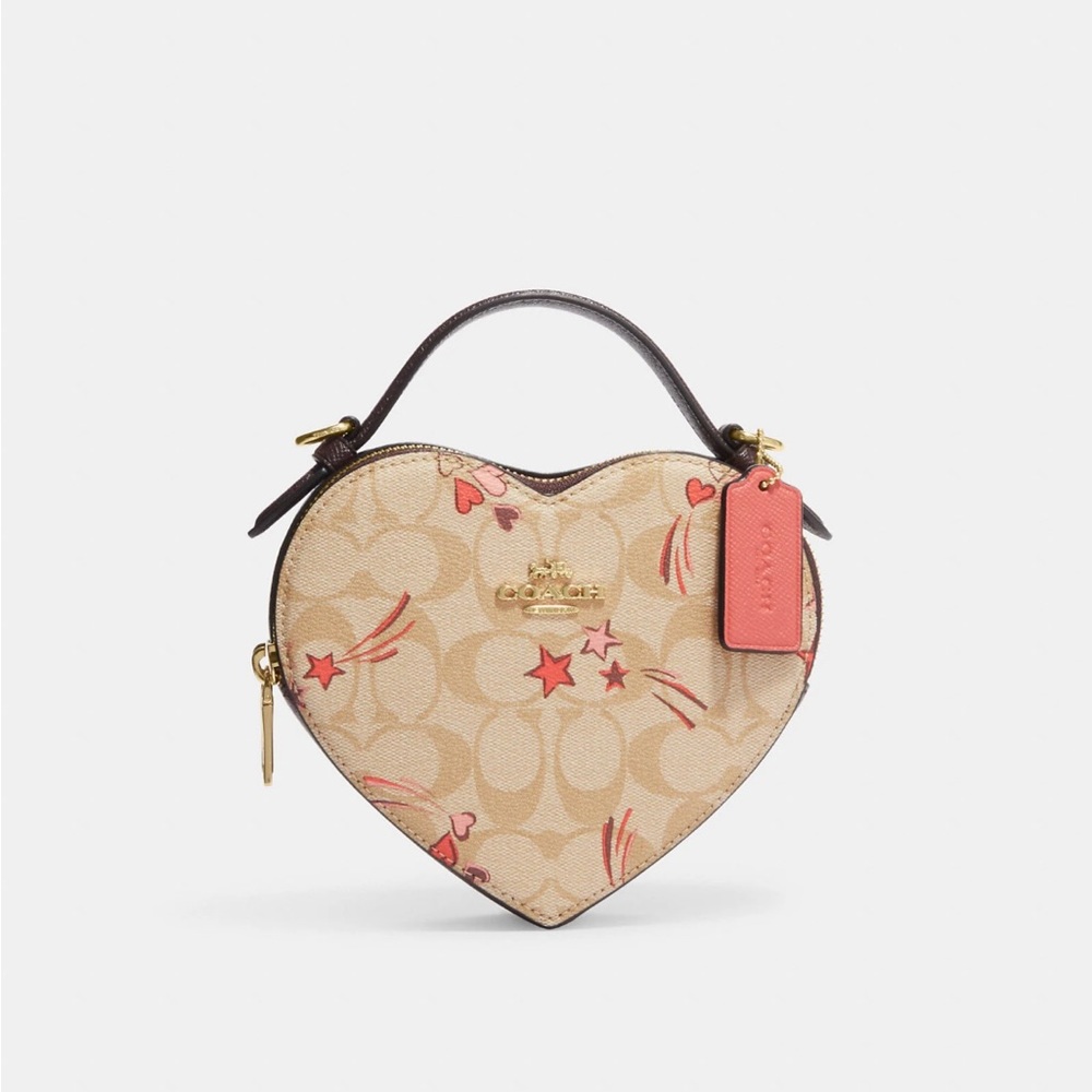 Coach Heart Crossbody In Signature Canvas With Heart And Star Print